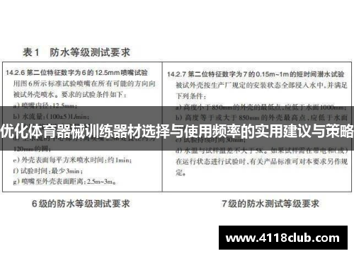 优化体育器械训练器材选择与使用频率的实用建议与策略