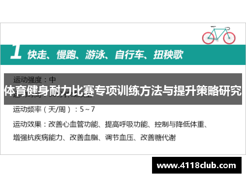 体育健身耐力比赛专项训练方法与提升策略研究